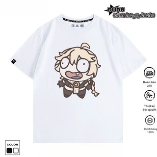 Áo Phông Nam Nữ In Chữ Nhật - Áo Thun Unisex Form Rộng Siêu HOT 2024 Cực Xiao Paimon Mochi cotton