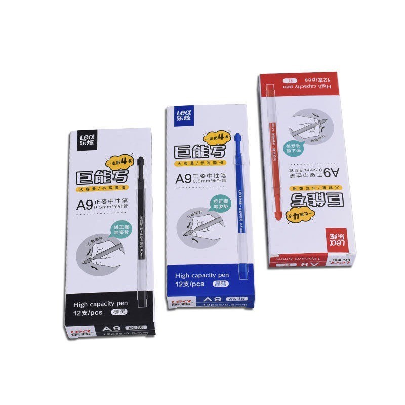 [MUA NHIỀU SIÊU RẺ] [LEX A9] HỘP 12 cây bút viết gel mực nước nắp đậy Lex A9 ngòi 0.5mm chất lượng t