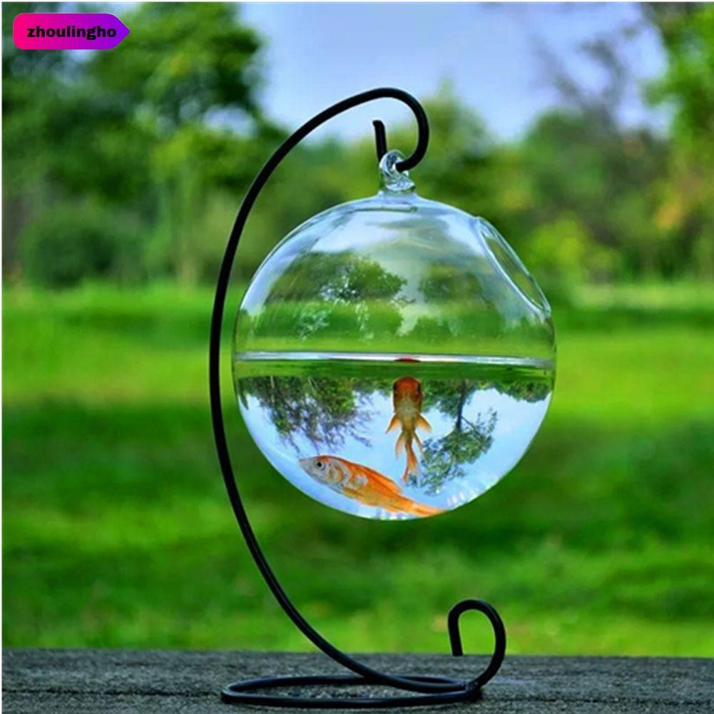 Zholingho Treo Thủy Tinh Bát Cá Trang Trí Bể Cá Thủy Tinh Thủ Công Mini Cá Có Chân Đế Treo Tường Thủy Tinh Bể Cá