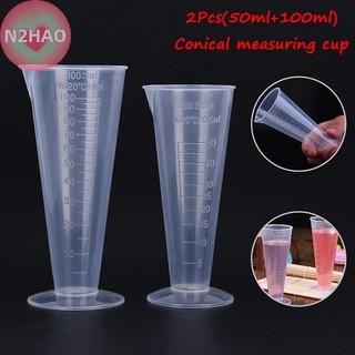 N2hao 2 Cái / bộ Cốc Đo Trong Suốt Nhựa Nón Có Thể Tái Sử Dụng Dụng Dụng Cụ Đo Nhà Bếp n