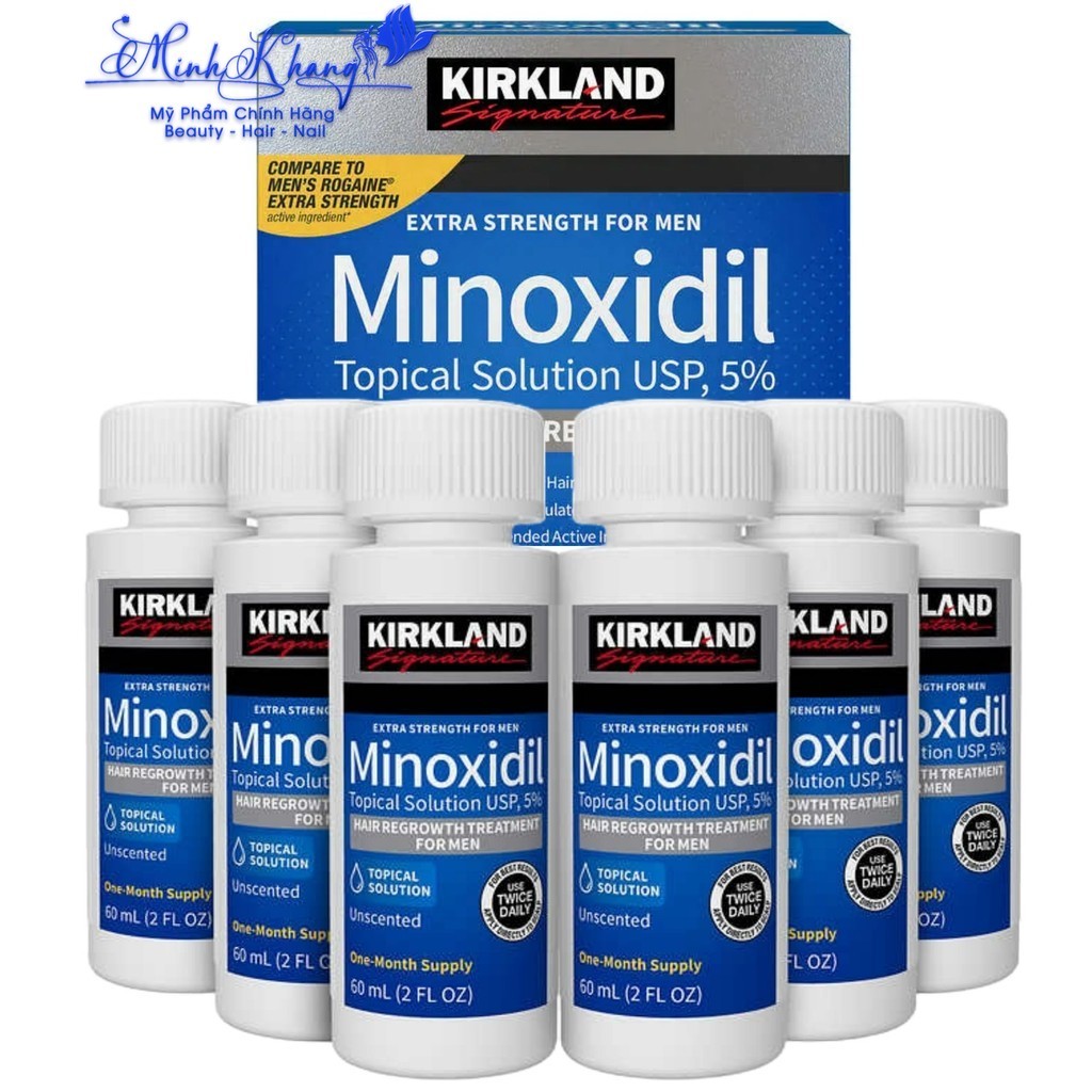 Minoxidil 5% Kirk-land Dung Dịch Mọc Râu Và Tóc Hiệu Quả Của Mỹ Hộp 6 Chai ( NEW ) - MK