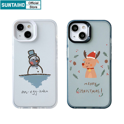 Suntaiho Funny Reindeer Họa Tiết Người Tuyết Trong Suốt Mờ Dành Cho Iphone 16 15 14 12 13 11 Pro Max IP 7 8 Plus Iphon X Xs XR Xs Max TPU Silicon Mềm Cao Cấp Chống Sốc Ốp điện thoại