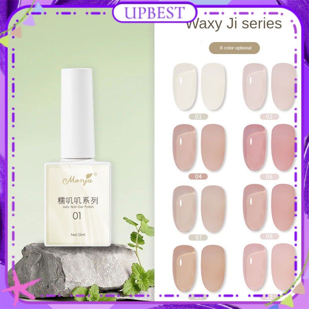 ♕ Monja Ice Gel làm móng trong suốt màu nude Waxy Ji Series Jelly Jade Base Color UV Led Phototherap