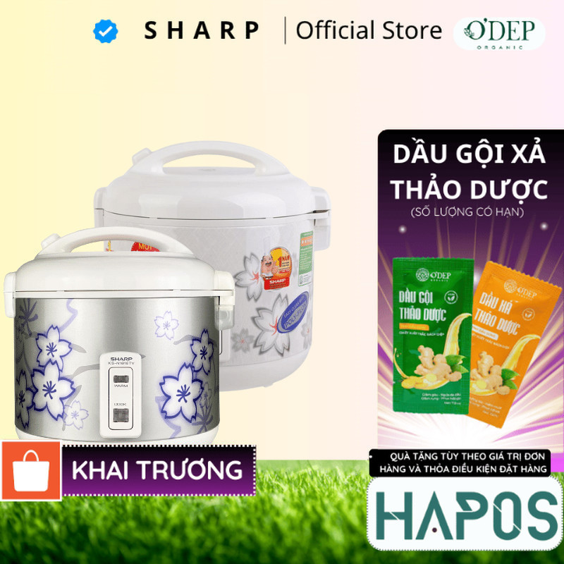 Nồi cơm điện nắp gài 1.8 lít Sharp Chính hãng, có khay hứng nước Sản xuất Thái Lan KS-N182ETV "SW" -