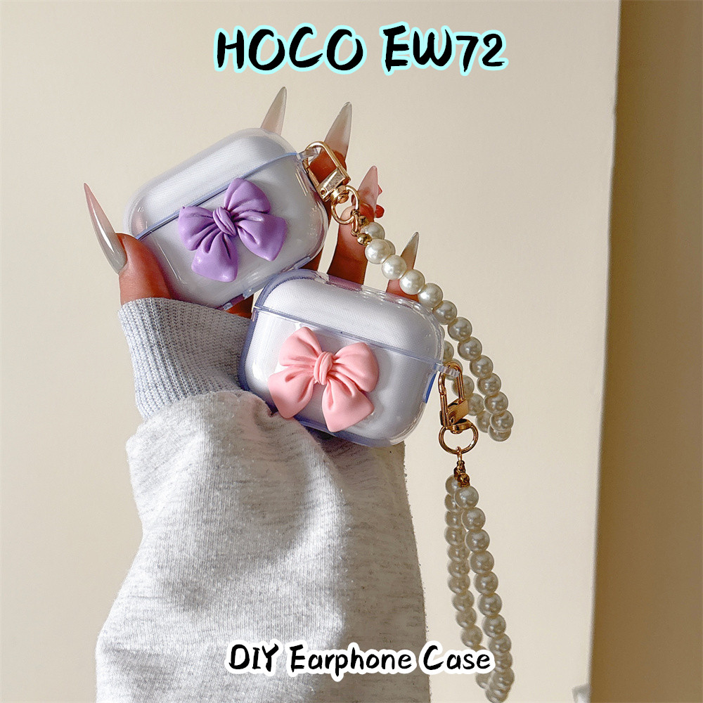 [Xu hướng phía trước] Dành cho Ốp lưng HOCO EW72 DIY nơ Vỏ tai nghe silicon mềm dễ thương Vỏ bọc NO.
