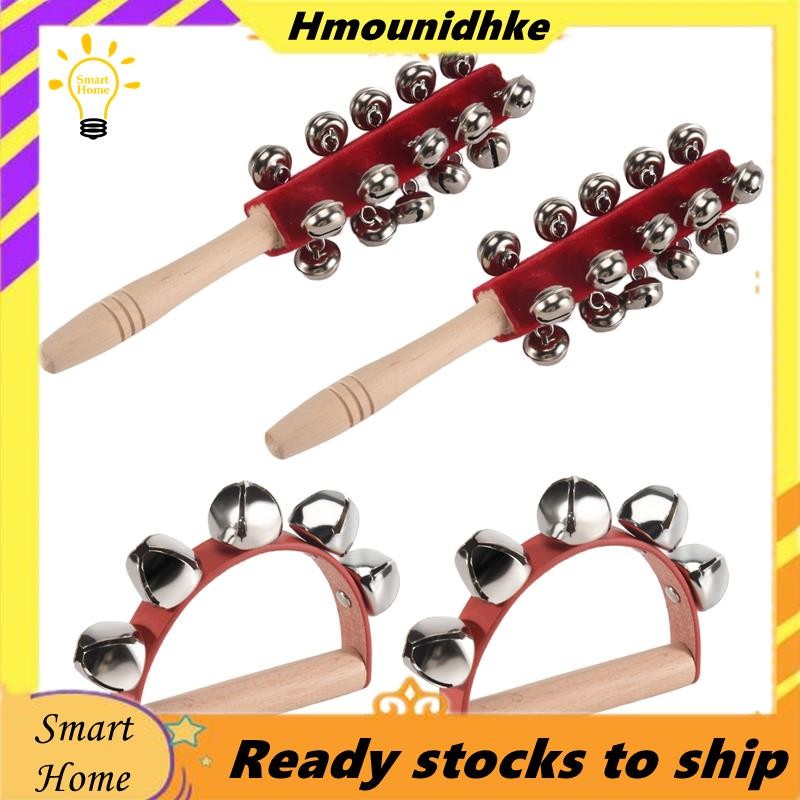 Giáng Sinh Tay Jingle Bells Tay Gỗ Chuông Xe Trượt Tuyết Jingle Shaker Bells Handhold Bells Lục Lạc 