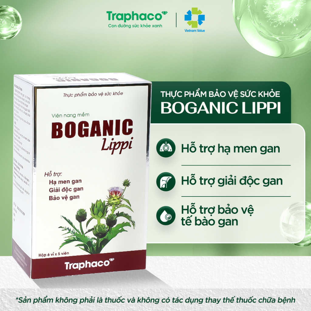 Boganic Lippi Traphaco - Hỗ Trợ: Giải Độc Mát Gan, Hạ Men Gan, Giảm Mỡ Máu, Tăng Cường Chức Năng Gan