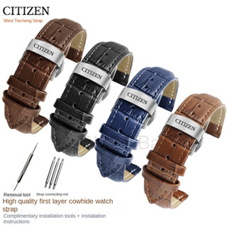 14 / 16 / 18 / 20 / 21 / 22 / 23 / 24mm Dây đeo da bắp chân lớp một chất lượng cao cho CITIZEN Eco-Drive BM8475 Series Dây đeo đồng hồ da Blue Angel Sky Eagle Vòng đeo tay đồng hồ da cổ điển