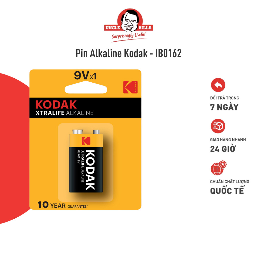 Pin Alkaline Kodak UNCLE BILLS Nhập Khẩu Cao Cấp Cung Cấp Năng Lượng Sử Dụng Lâu Dài 9V A - IB0162