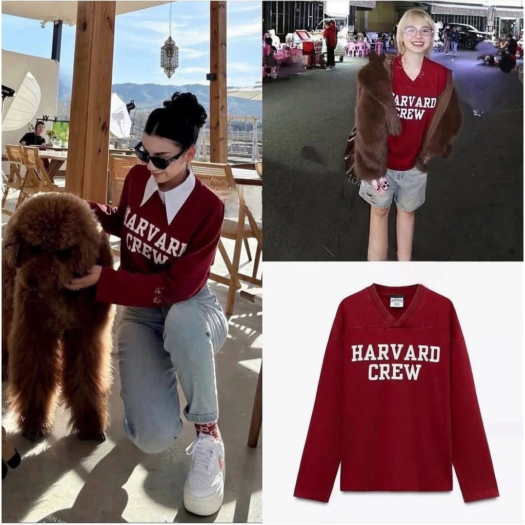 ÁO NỈ ĐỎ ZARA CHỮ HARVARD CREW 4174/307