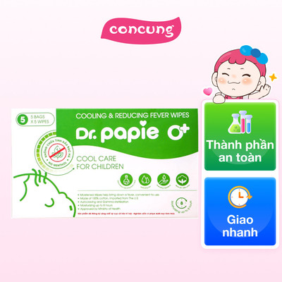 Khăn lau hạ sốt Dr.Papie (5 tờ) cho trẻ từ 0 tháng tuổi