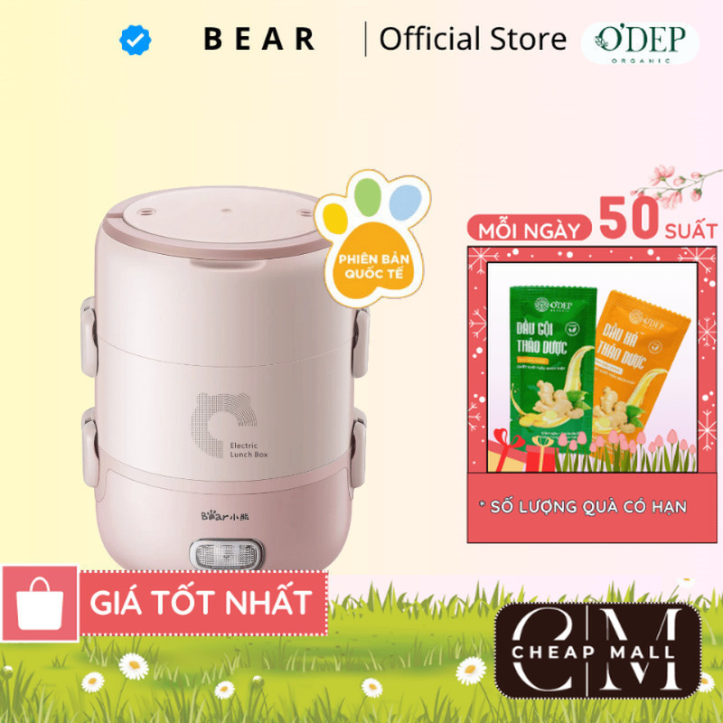 Hộp cơm điện văn phòng cầm tay Bear DFH-B20S6 - 3 khay đựng thức ăn, hấp/ đun sôi/ hâm nóng - CHEAP 