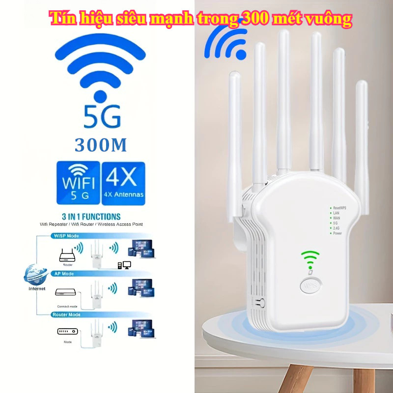 Kích sóng Wifi 6 râu tốc độ cao 300Mbs. Mở rộng vùng phủ sóng, cải thiện tốc độ mạng Wifi, Có cả phát Wifi từ dây Lan | BigBuy360 - bigbuy360.vn