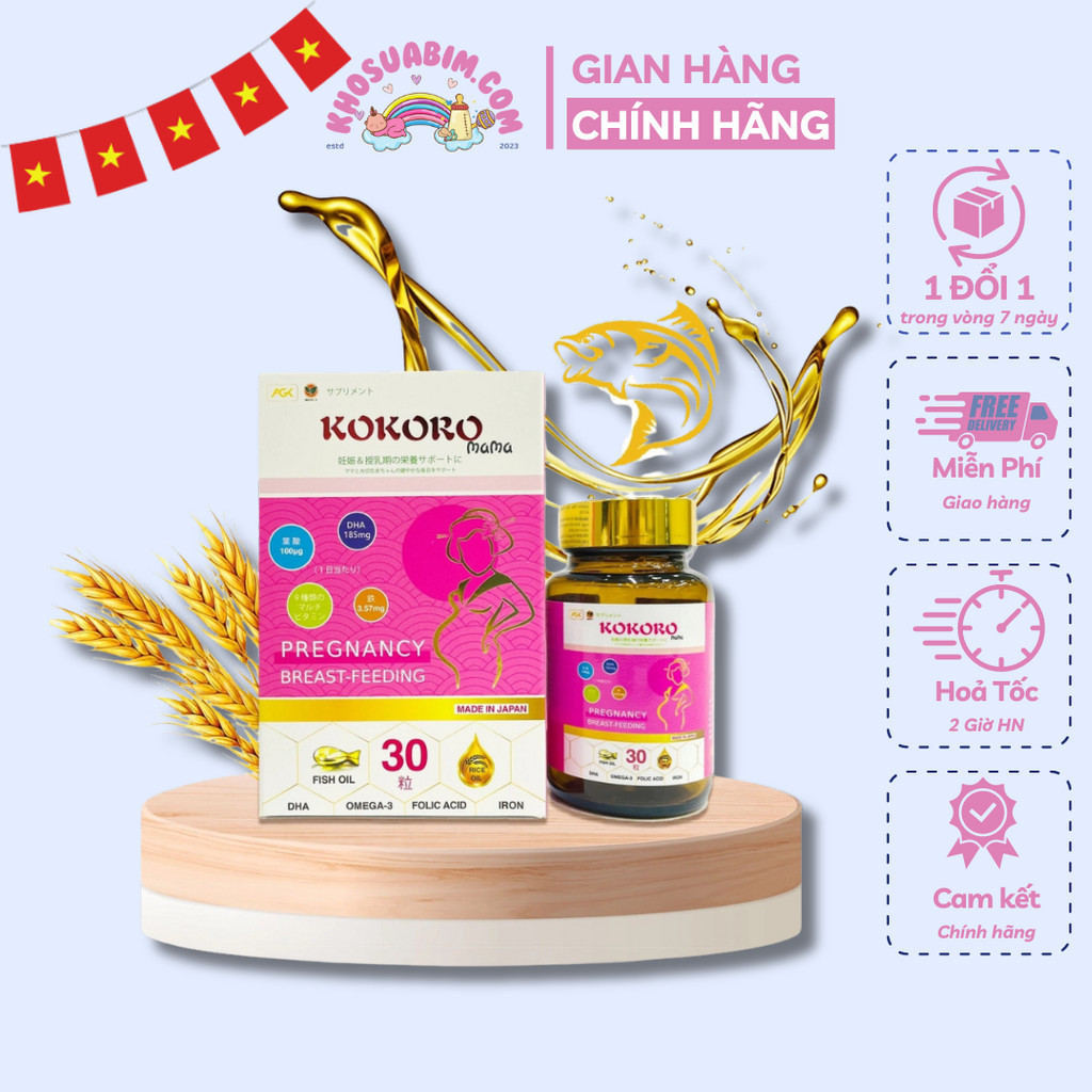 Vitamin Tổng Hợp NHẬT BẢN KOKORO MAMA Cho Bà Bầu, DHA Bầu, Dầu Cá, Sắt, Vitamin, Tăng Sức Đề Kháng