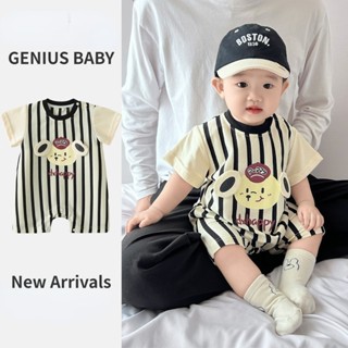 Mùa Hè Mới Quần Áo Cho Bé Trai Và Bé Gái Ngắn Tay Body Bé Cotton Hoạt Hình Voi Sọc Đẹp Trai Phong Cách Hàn Quốc Áo Liền Quần