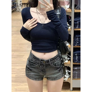 MUSHIHUI quần ống rộng quần nữ jean Cổ điển Dễ thương thời trang Cute WLK24702S8 27Z240706