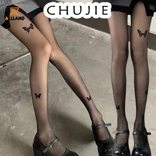 Gothic Gợi Cảm Nữ Quần Tất In Hình Bướm Đùi Vớ Cao Siêu Mỏng Nylon Da Đen Thoáng Khí Trong Suốt Vớ