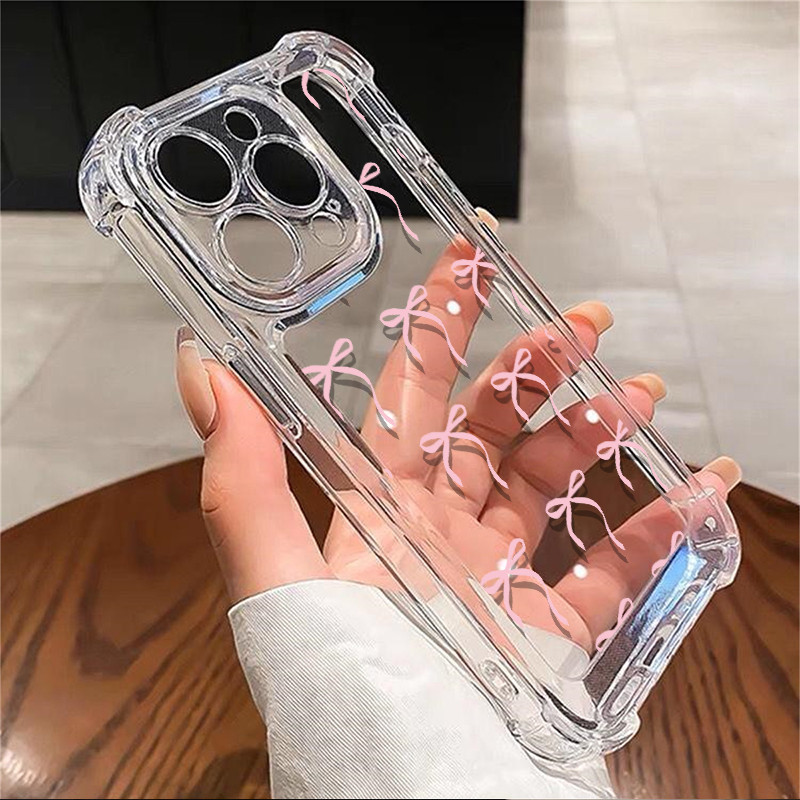 Ốp Lưng Chống Sốc Mềm Dễ Thương Tương Thích Cho IPhone 14 15 13 12 11 Pro Max XS XR X 8 7 6 6S Plus Vỏ Điện Thoại TPU Silicon Vỏ Nơ