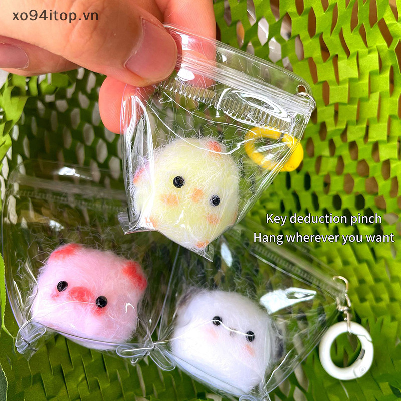 Xoitop Kawaii Dính Squishy Mini Gà Con Lợn Chó Đồ Chơi Giảm Căng Thẳng Động Vật Dễ Thương Bóp Silicon Pinch Đồ Chơi Móc Khóa Túi Mặt Dây Chuyền VN