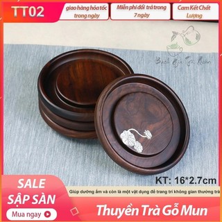 💥SIÊU SALE💥2 Mẫu Thuyền Trà Gỗ Mun Khảm Bạc