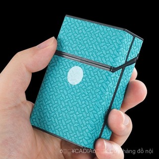 Hộp đựng đồ bằng nhựa mở nắp tự động ấn cầm tay, hộp đựng thuốc lá lưới dệt giả da, Hộp đựng thuốc lá dày 20 que, hộp đựng thuốc lá dệt rơm đơn giản kiểu mới, hộp đựng nguyên hộp đựng thuốc chống ẩm và chống nén sáng tạo cho nam, Hộp đựng thẻ, quà tặng
