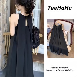  Váy đen Váy đi biển trễ vai Đầm maxi dáng dài Váy liền không tay hai dây nghỉ dưỡng hở lưng váy dài bãi biển trắng rộng rãi thiết kế thích hợp mẫu mới mùa hè 2024 cho nữ 