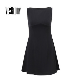 Váy Mini Nữ VesGlory 2024 Mới Màu Trơn Cổ Tròn Thường Ngày Ôm Phù Hợp Với Váy Không Tay