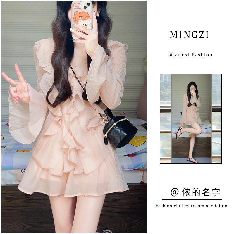 Set Áo Sơ Mi Thắt Eo Bèo Nhún Thiết Kế Kiểu Pháp Mẫu Mới Xuân Hè Cho Nữ Áo Chân Váy Tôn Dáng Cạp Cao