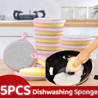 5 Cái / bộ Miếng Bọt Biển Rửa Chén Nhà Bếp Thép Vòng Rag Sạch Chà Nồi Rỉ Sét Tiêu Vết Xốp Loại Bỏ Bộ Phụ Kiện Nhà Bếp