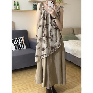 Nghệ Thuật Buộc Dây Nhuộm Váy Nữ Mùa Hè Pháp Retro Phong Cách Kỳ Nghỉ Tranh Sơn Dầu