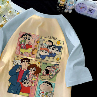 [Polyester] Crayon Shin Chan Hoạt Hình Anime Thời Trang Nối Áo Thun Nữ Cổ Tròn Rời