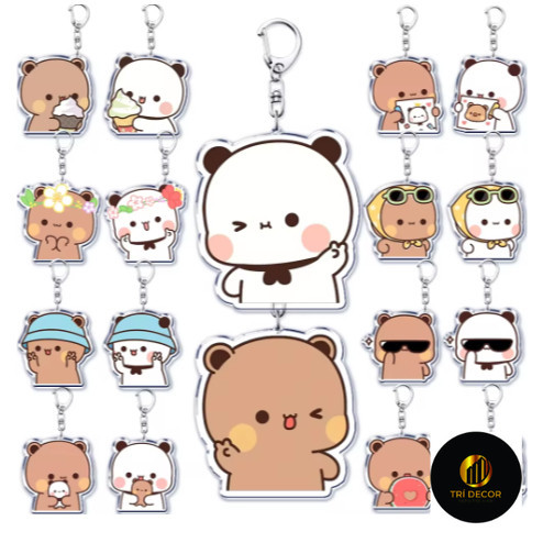 Bubu Dudu-Móc khóa hoạt hình màu trắng và xám phụ kiện túi xách balo móc khoá bằng chất liệu arcryli