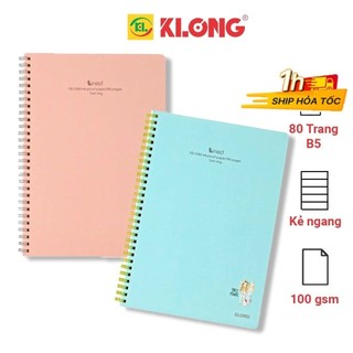 Vở lò xo kép B5 80 trang kẻ ngang Ms 580 bìa nhựa VPPKLONG, sổ tập Klong Chọn Màu
