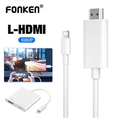 Fonken iOS sang HDMI Cáp Adapter Cho iPh 14 13 12 11 Pro Max Pad Sang HDMI Truyền Video Từ Điện Thoại Di Động Sang Kỹ Thuật Số TV Adapter