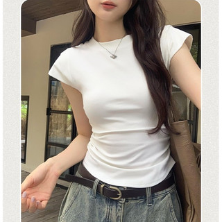 Áo thun ngắn tay vai xếp li rỗng 77150