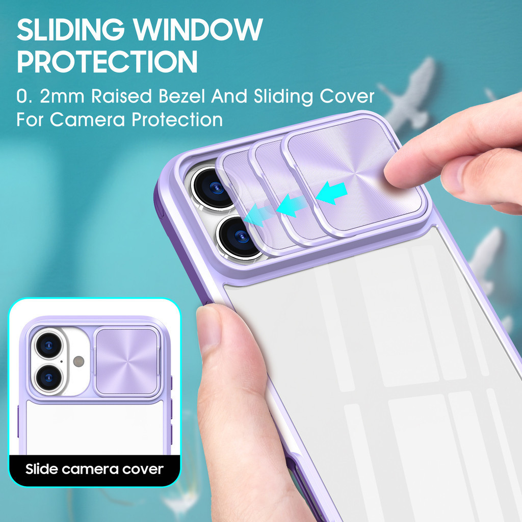Cửa sổ trượt ống kính Acrylic trong suốt Thích hợp cho iphone 11 12 13 14 15 pro max plus Ống kính bảo vệ iPhone16 Vỏ bảo vệ Quà tặng