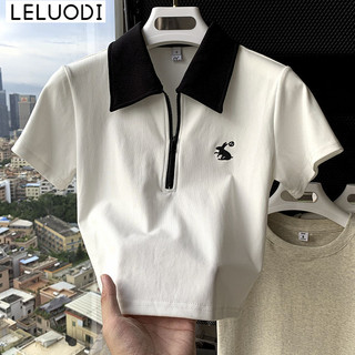 LELUODI áo polo nữ áo có cổ Cổ điển xu hướng Dễ thương phổ biến WCS24805NZ 33Z240814