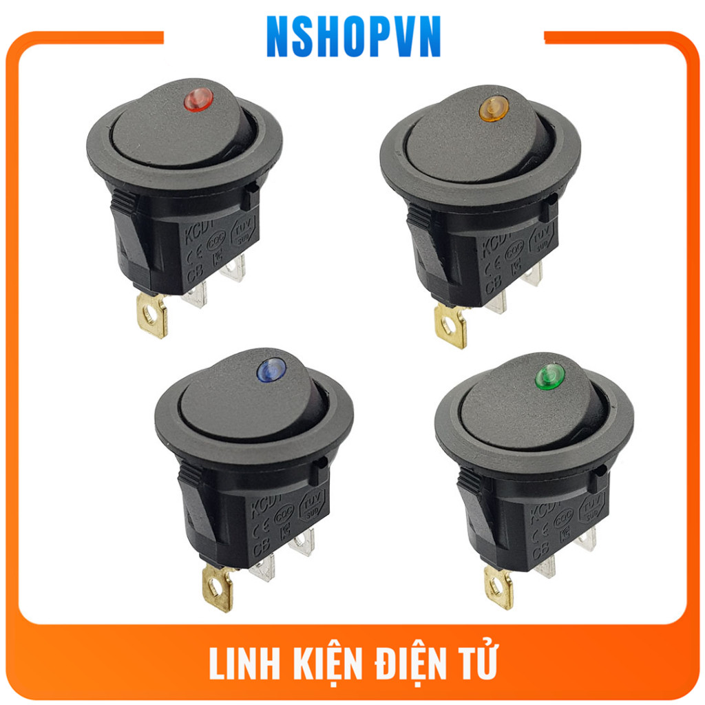 Công tắc bập bênh tròn có đèn KCD1