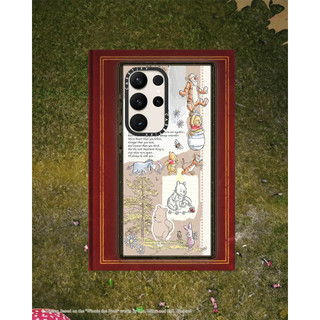 Casetify X Winnie the Pooh Vintage Floral Case Samsung Series Case hút từ tính viền đen trong suốt Samsung Galaxy S22 23 24 Ultra Plus Impact Hard Clear Acrylic Back