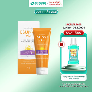 Kem Chống Nắng Esunvy Plus Sun Care Face SPF50+/PA++++ Phù Hợp Cho Da Nhạy Cảm, Bảo Vệ Da Hoàn Hảo Tuýp 50g TMP014