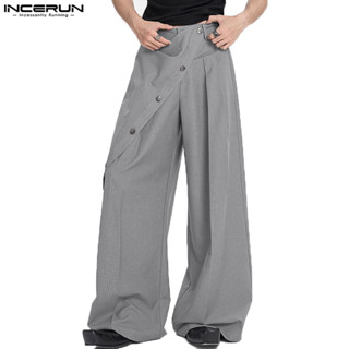 Incerun Nam Hàn Quốc Quần thiết kế giải cấu trúc màu trơn thông thường hàng ngày