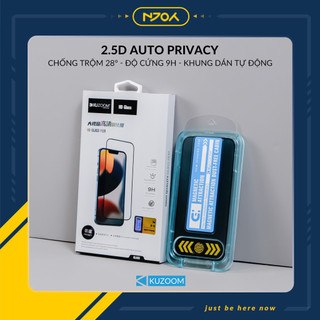 Kính Cường Lực Chống Nhìn Trộm Kuzoom Có Khung Tự Dán Cho Điện Thoại iPhone 16 Pro Max 15 14 13 12