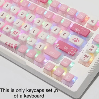 Pbt Keycap ASA Màu Hồng Pudding Bốn Mặt Trong Suốt Màu Hồng Dễ Thương Hoạt Hình Nhuộm Thăng Hoa Cầu Vồng Trà Gọi Bầu Không Khí Chủ Đề Màu Hồng Tùy Chỉnh Thích Ứng Với 61 / 63 / 64 / 67 / 68 / 71 / 75 / 78 / 82 / 8