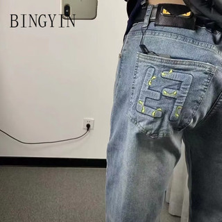BINGYIN quần ống rộng quần jean nam 2024 NEW STYLE MNK2490FRQ 37Z240908