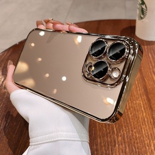 [Vàng sa mạc] Vỏ bảo vệ ống kính mạ cho iphone 16 14 15 13 12 11 pro max plus Ốp điện thoại mềm TPU trong suốt