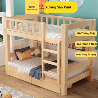 Giường tầng, giường gỗ thông tự nhiên không mối mọt dài 2m