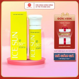 Kem chống nắng Nature Republic Ice Puff Sun California Aloe SPF50 Vàng nâng tone da 100ml - Mẫu mới