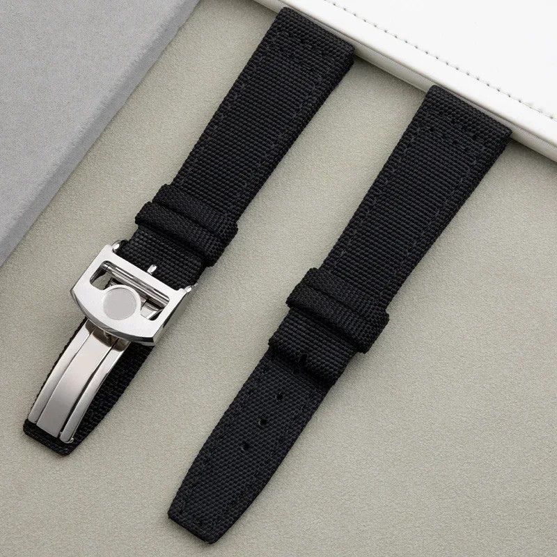 Dây đeo đồng hồ bằng da Nylon bằng vải đen 20mm 21mm 22mm cho dây đeo IWC PORTOFINO ĐỒNG HỒ PILOT Ma