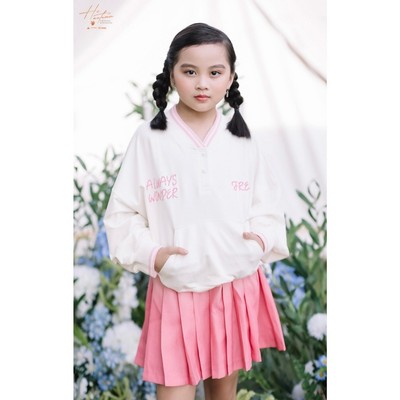 Áo nỉ bé gái thêu bo lé LITIBABY 1/5T