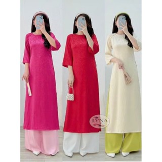  Áo dài cách tân gấm tơ dáng suông LYNA Fashion | Gấm mềm cao cấp | Form chuẩn sang trọng 